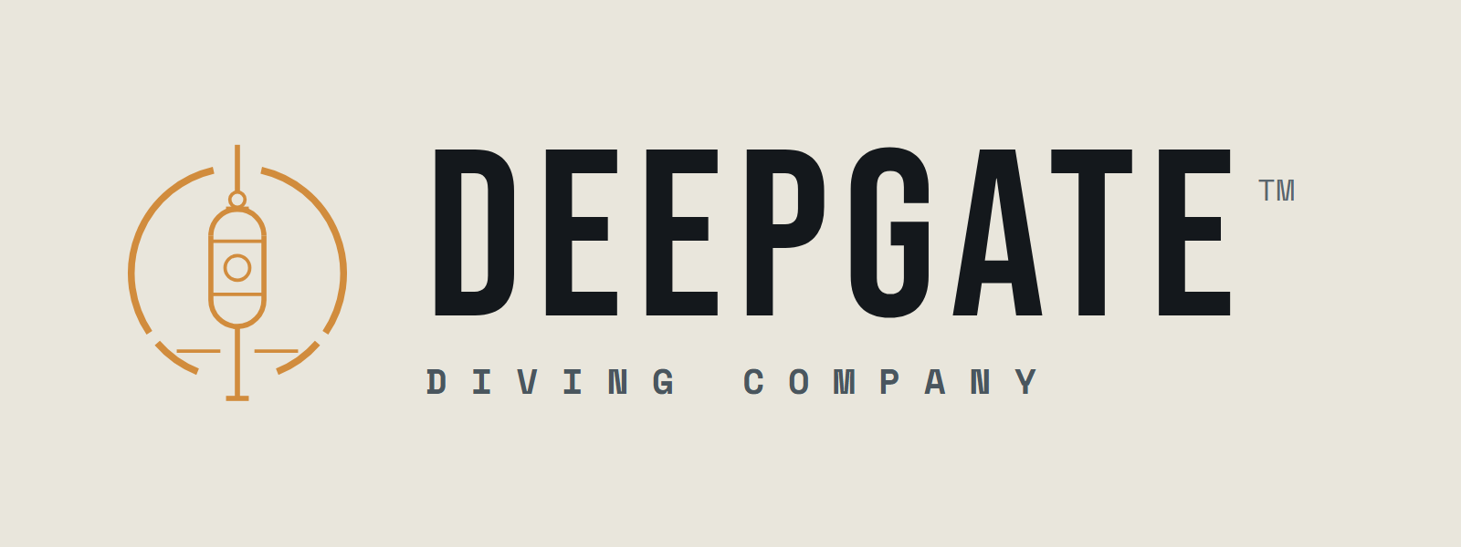 Deepgate Diving Company logo, dark lettering